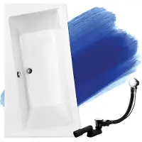 Badland Eckbadewanne Rechteck Badewanne Infinity LINKS 160x100 mit Ablaufgarnitur und Füßen GRATIS ohne Verkleidung