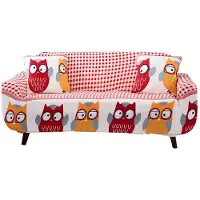 Merkloos Dehnbarer Sofabezug – rutschfest mit Kissen – rot – 235-300 cm