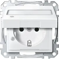 Merten MEG2313-0419 SCHUKO-Steckdose mit Klappdeckel, Kontrolllicht und Schriftfeld Berührungsschutz, Steckklemmen, polarweiß, System M MEG23130419