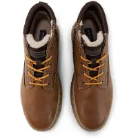 Bonprix Winterboots , Herren, Gr. 44, Warmfutter, braun (cognacfarben), Lederimitat, Textil, Schuhe Winterboots, Schnürboots mit Kontrastbesatz und Logoprägung