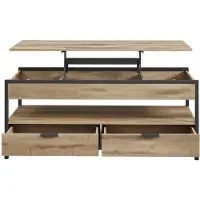 BellaFurn Höhenverstellbarer Couchtisch mit Schubladen | Braun-Schwarz | 120x50x48-63 cm