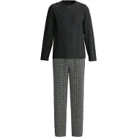 Calida Schlafanzug "Relax Cosy Vibes 4", Herren, Gr. M (50), schwarz-weiß (schwarz), Interlock, Obermaterial: 100% Baumwolle, Homewear-Sets Schlafanzug, Topseller