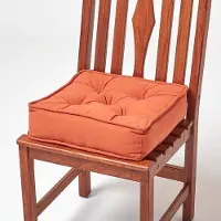 Unyqoos Sitzkissen ca. 40×40 cm, Höhe ca. 10 cm – Terrakotta-Orange, extra-hoch Stuhlkissen mit Bindebändern, 100% Baumwollbezug, Polyester-Füllung