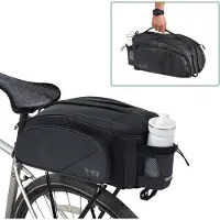 Unyqoos Gepäckträgertasche 11 L – wasserdichtes 900D Oxford (PU), reflektierend, 4 Befestigungsriemen, verstellbarer Schultergurt & Flaschenhalter