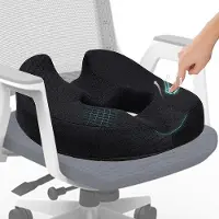Unyqoos Orthopädisches Steißbeinkissen – Donut-Sitzkissen aus High-Density Memory-Schaum, schwarz, 39,5 x 44,5 x 14 cm, für Auto, Sofa, Büro & Rollstuhl