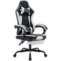 Merkloos Gaming-Stuhl Bürostuhl Ergonomischer Stuhl - Lendenstütze - Fußstütze - Belastbar bis 120 kg - Kunstleder