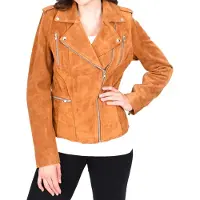 Merkloos Lederjacke im Biker-Stil – Rot oder Braun – Passform: tailliert