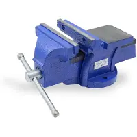 Dripio Werkbankschraubstock 125 mm, geschraubte Backen, blau