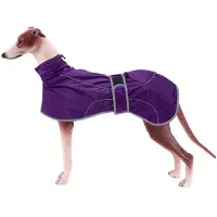 Merkloos Warme Hundejacke vom Typ Greyhound mit Fleece-Futter – wasserdicht – lila – Größe M