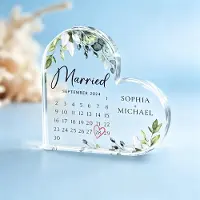 Merkloos Acryl-Wandplakette in Herzform für Hochzeiten – mit personalisiertem Namen und Hochzeitsdatum