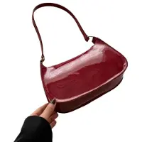 Merkloos Kunstleder Handtasche – Rote Handtasche im Stil eines gedrehten Teiglings, mit Reißverschluss