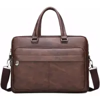 Merkloos Business-Handtasche – Laptop-Tasche aus Kunstleder – Bruin