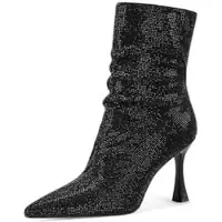 Merkloos Damenschuhe, hohe Stiefel - Keilabsatz - Schwarz