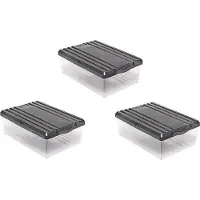 Unyqoos Schuhbox 3er-Set (3×8 L, gesamt 24 L) – stapelbare PP-Aufbewahrungsbox mit anthrazit Deckel, Belüftungsöffnungen, robust, 25×34,5×12,5 cm