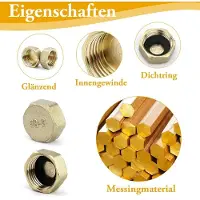 Markenlos Dailygoods- Blindstopfen 7 Stück - Abschlusskappe 1/2 Zoll - Gummi Dichtungen - Messing Sechskant - Schlauchkappen - Einfache Montage