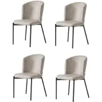 JVmoebel Stühle-Set 4x Stuhl Modern Stoff Komfortabel Beige Weich Bequem