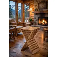 AEA Eleganter Beistelltisch aus Holz im modernen Design mit X-Form