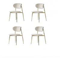 JVmoebel Stuhl-Set 4x Stuhl Beige Bequem Weich Stoff Modern Golden Elements