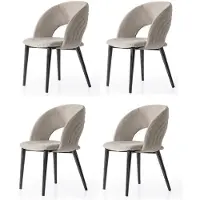 JVmoebel Stühle-Set 4x Stuhl Modern Stoff Komfortabel Beige Weich Bequem