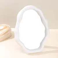Dripio Tischspiegel, unregelmäßig geformt, 20,5x27 cm, Glas, weiß, klappbar