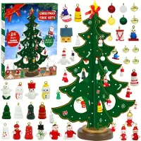 Merkloos Holz-Adventskalender für Weihnachten mit 29 Dekorationselementen
