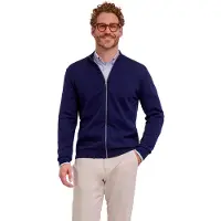 Falke Pure Merino Wool Herren Cardigan, 3XL, Blau, Schurwolle