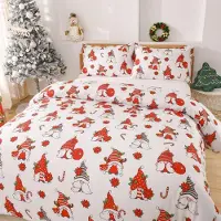 Sonstiges Bettwäsche-Set 155x220cm Weiß Mikrofaser 2 Kissenbezüge 80x80cm Weihnachtself Reißverschluss
