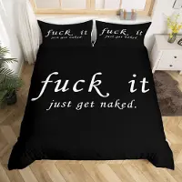 Loussiesd Bettwäsche-Set 155x220cm mit Kissenbezug 80x80cm, Schwarz-Weiß Kreative Worte, Super Mikrofaser
