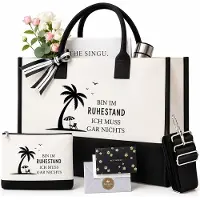 Merkloos Vintage Handtasche und Kosmetiktasche mit Glückwunschkarte zum Ruhestand