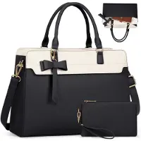 Merkloos Damen-Laptop-Handtasche, 15,6 Zoll, wasserdicht, aus Kunstleder