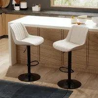Merkloos Barkruk/Barhocker - Set aus 2 - Drehbar mit Rückenlehne - Beige