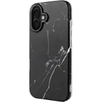 Merkloos iPhone 16 Hülle - Marmordesign - Schlanke und schützende Schutzhülle - Schwarz