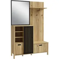 Forte Kompaktgarderobe "Jytana", schwarz (mauvella eiche schwarz), B:132cm H:200,3cm T:40,2cm, Holzwerkstoff, Schränke, Kompaktgarderobe, Kompaktgarderobe, Stauraum, Lamellenoptik, Trendfarbe