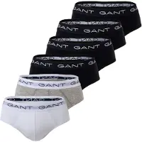 Gant Slip "Slip BRIEF 6-PACK 6er Pack", Herren, Gr. XL, 6 Stk., schwarz-weiß (schwarz, grau), Unterhosen Slip