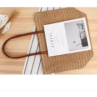 Markenlos Große handgewebte Strohs Schultertasche für Frauen, Leder Strandtasche mit Reißverschluss, perfekte Sommertasche für den Strand und den täglichen