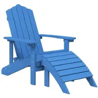 vidaXL Adirondack Gartenstuhl mit Fußstütze Hocker und Tisch Gartenliege Balkonstuhl Gartenmöbel aus HDPE wetterfest UV-beständig langlebig Aquablau - Sessel + Fußstütze
