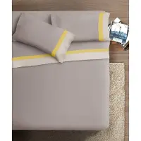 OEM Bettwäsche-Set mit Doppelvolant, Baumwolle, Doppelbett, Creme/Ocker