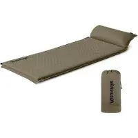 Markenlos Schlafmatte selbstaufblasend mit Kopfkissen - 3 cm hoch, olivgrün