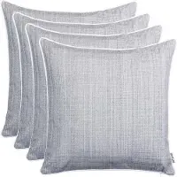 Markenlos Outdoor-Gartenkissen, dekoratives Kissen mit Ziernaht – Leinenoptik, schlicht, schmutz- und wasserabweisend, mit Reißverschluss – 45 x 45 cm – Set aus 4 Stück – Hellgrau