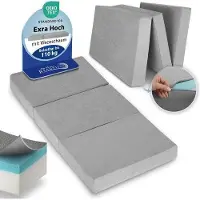 Markenlos Faltmatratze XL 90x200 cm – Extra Dick 14 cm mit Waschbarem Bezug