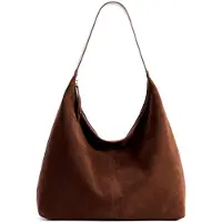 Merkloos Vintage-Tasche aus Wildleder für Damen, mit Reißverschluss