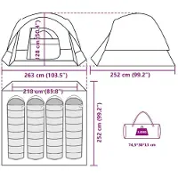 vidaXL Campingzelt 4 Personen Grau und Orange Wasserdicht