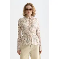 Scotch & Soda Printed Tied Front Woven Top Cosmic Sky Eggnog Größe: 36 | Longsleeves Outlet | Damen
