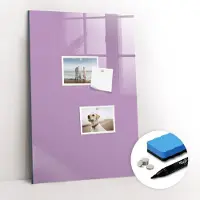 Coloray Magnetische Notiztafel - Schwarzer Marker + Schwamm + Magnete - 40 x 60 cm - Flieder