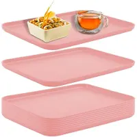 Merkloos Kunststoff-Serviertabletts - 10 Stück - Stapelbar - 30x20 cm - Rosa