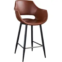 KAWOLA Thekenhocker ZAJA Barstuhl Sitzhöhe 65 cm Kunstleder cognac