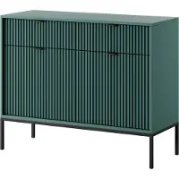 Stylmeble24 Kommode NOVUM Labrador 104 × 83 × 39 cm – Sideboard mit 2 Türen, 2 Schubladen und schwarzem Metallgestell