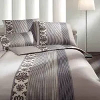 Markenlos Satijn Beddengoed Ornament Strepen 4022/7 Grafietgrijs 135 x 200 cm