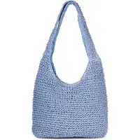 StyleBREAKER Damen Papierstroh Beuteltasche mit langen Henkeln | sommerliche Flechttasche mit Reißverschluss | Strandtasche Schultertasche