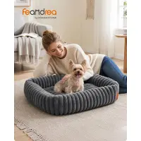 Feandrea Hundebett, orthopädisches Hundekörbchen, Hundekissen waschbar, weiche Polsterung, 71 x 55 x 18 cm, grau
